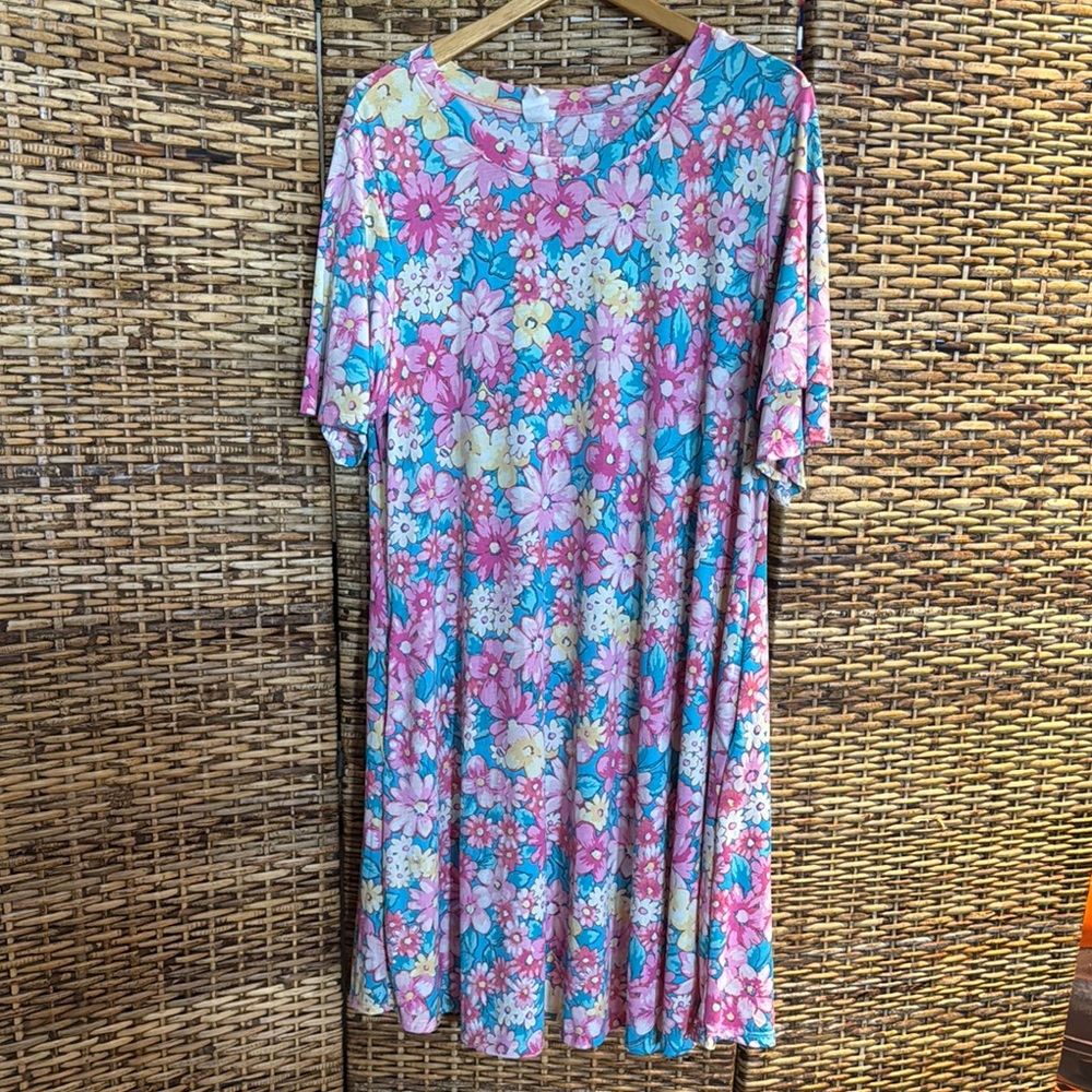 Floral Short Sleeve Dress Floral Flowers Spring Summer Patio Dress
